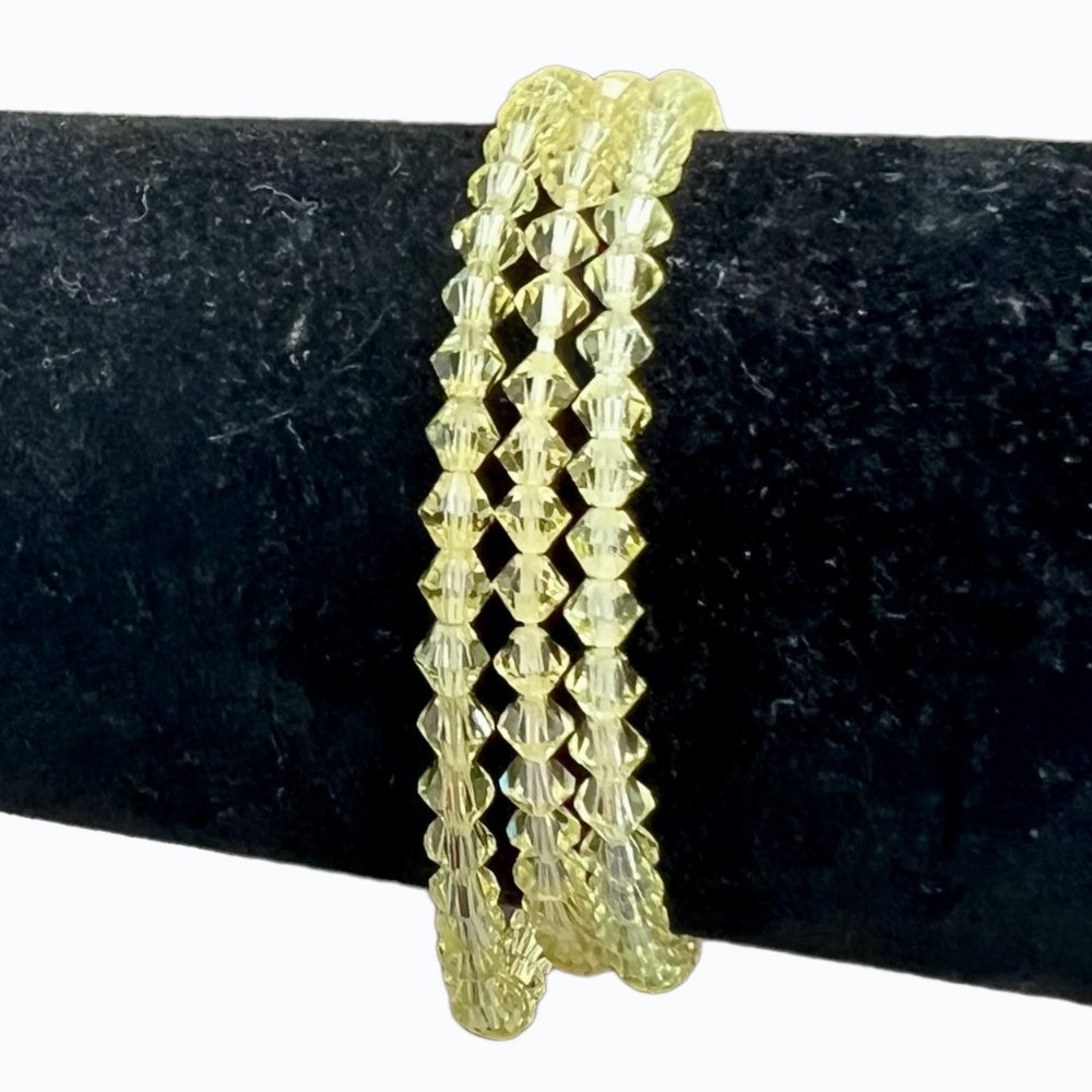 VINTAGE YELLOW FACETED CRYSTAL STRETCH BRACELETS - SET OF 3